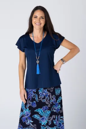 Navy Activewear Shorter Skirt Length Top