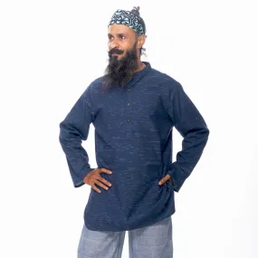 Navy-Blue Handwoven Cotton Overhead Shirt | Cotton Shirt for Men
