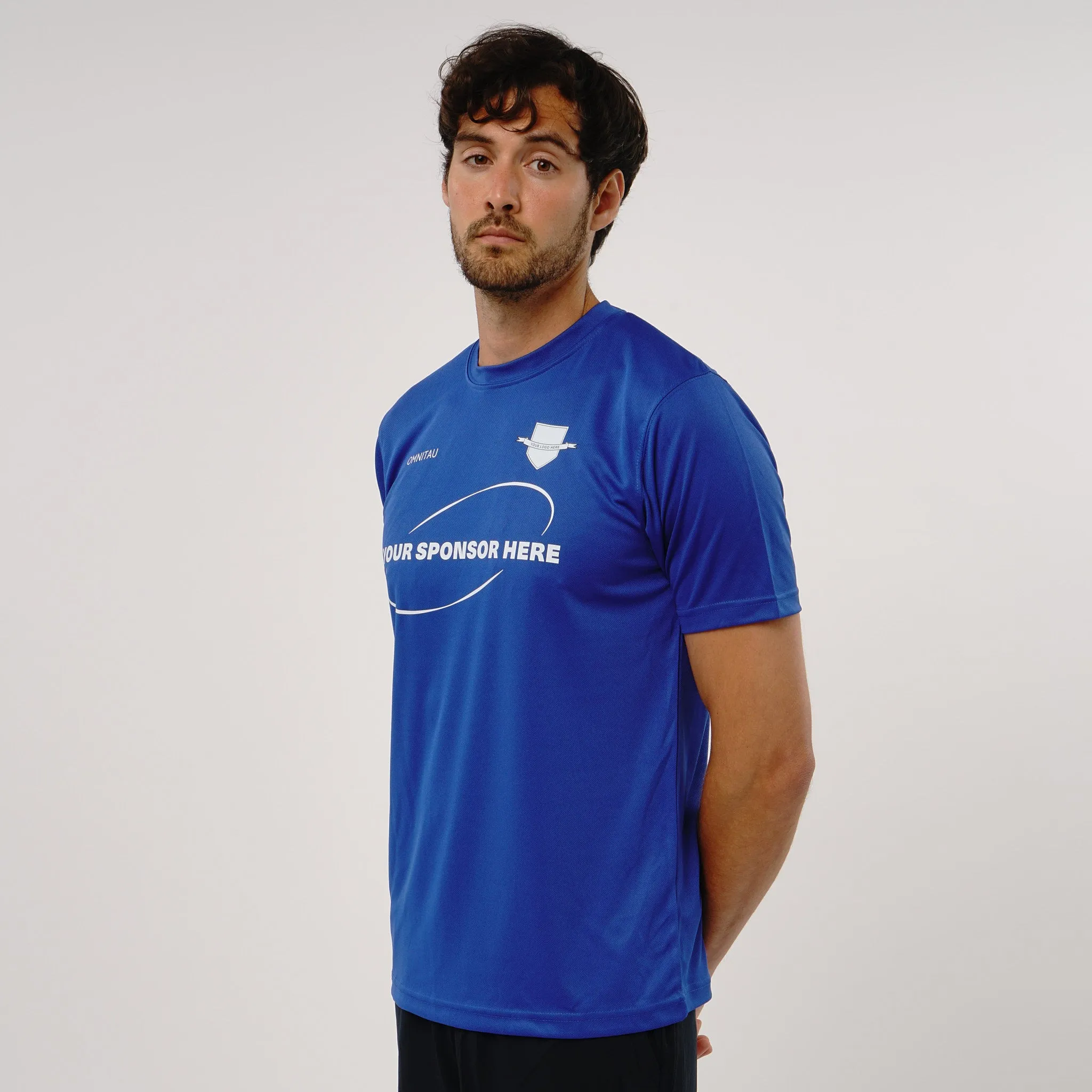 Omnitau Men's Core Football Crew Neck Shirt- Royal Blue