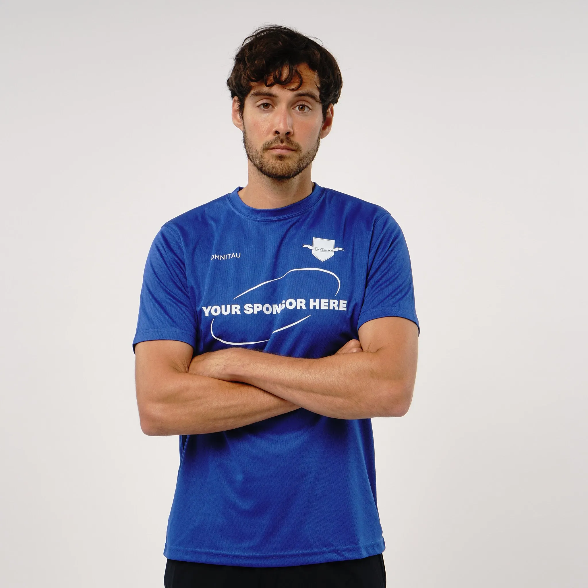 Omnitau Men's Core Football Crew Neck Shirt- Royal Blue