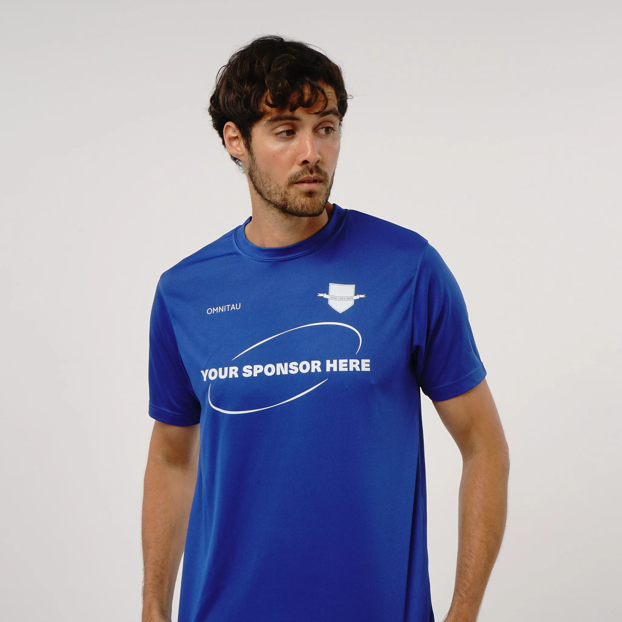 Omnitau Men's Core Football Crew Neck Shirt- Royal Blue