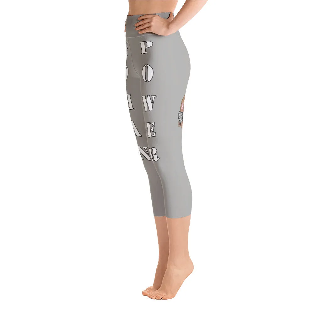 Our best viral leggings gray woman power white lettering
