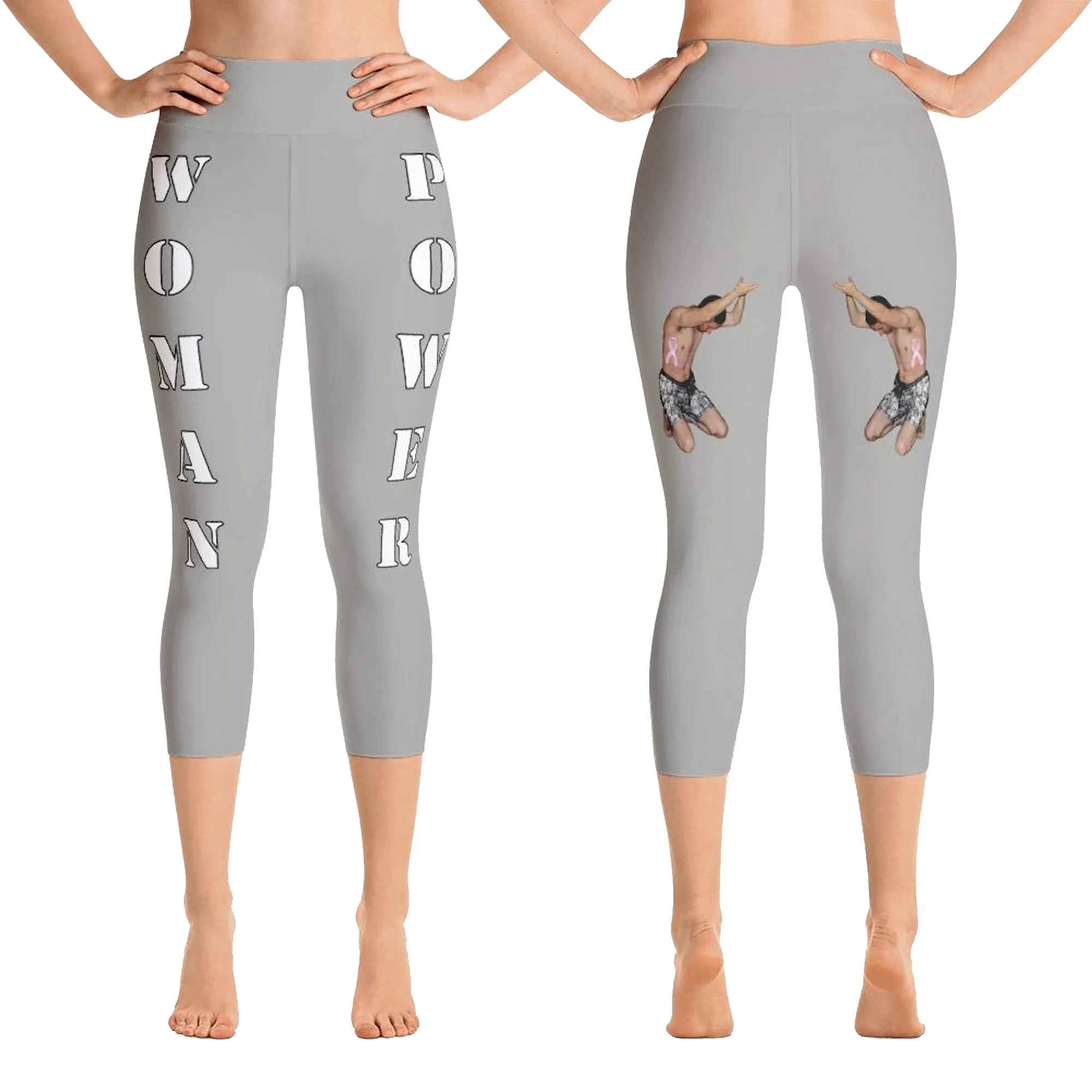 Our best viral leggings gray woman power white lettering