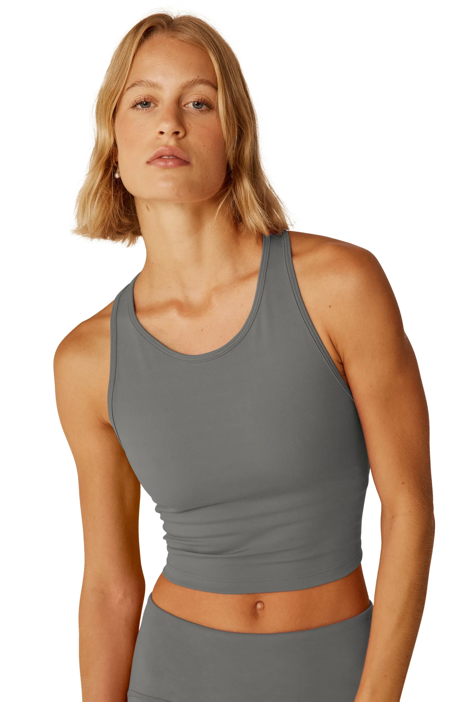 POWERBEYOND STRIVE CROPPED TANK IRON GREY