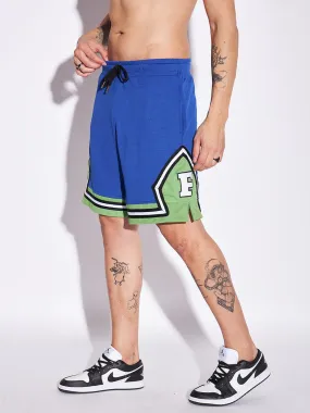Royal Blue Patched Basketball Shorts
