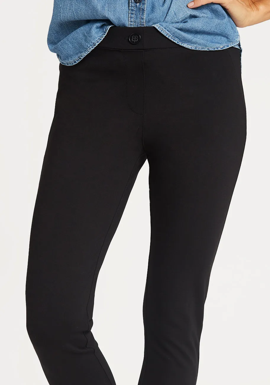 Skinny-Leg | Two-Pocket Dress Pant Yoga Pants (Black)