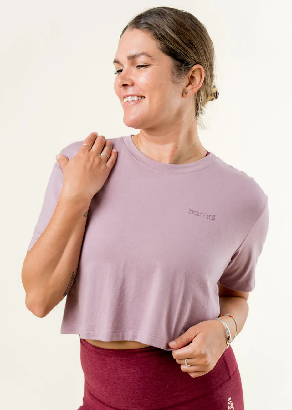 Stay In Oversized Cropped Tee - Mauve Dusk