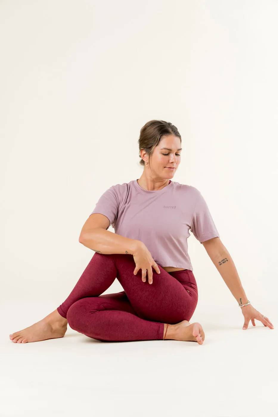 Stay In Oversized Cropped Tee - Mauve Dusk