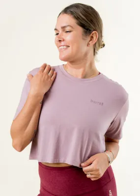 Stay In Oversized Cropped Tee - Mauve Dusk