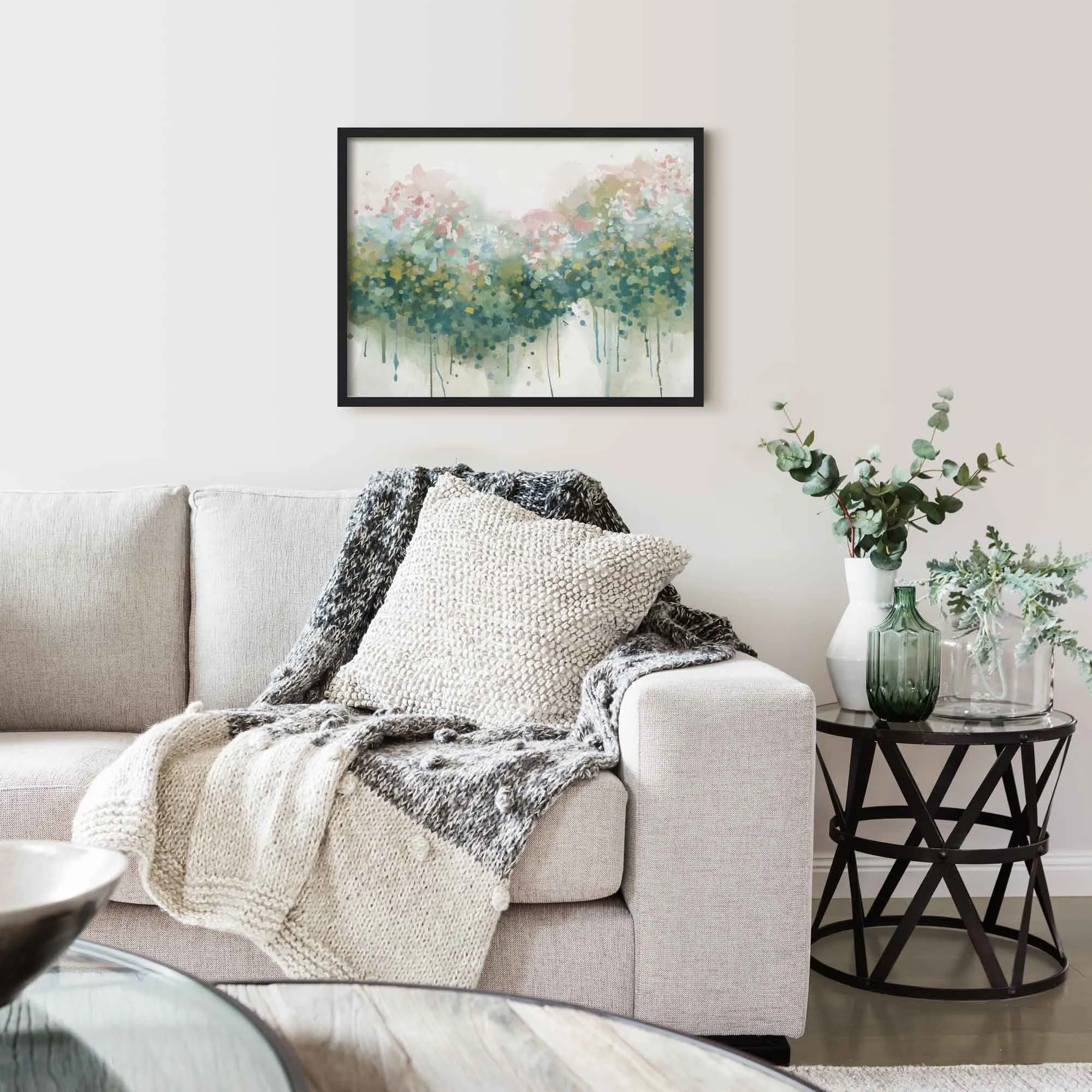The Real Teal Abstract Floral Art Print