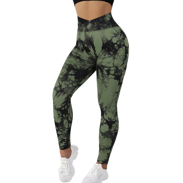Tie Dye Fitness Legging Woman Push Up Workout Sport Leggings Women Scrunch Butt Female Outfit Gym Seamless Yoga pants wholesale