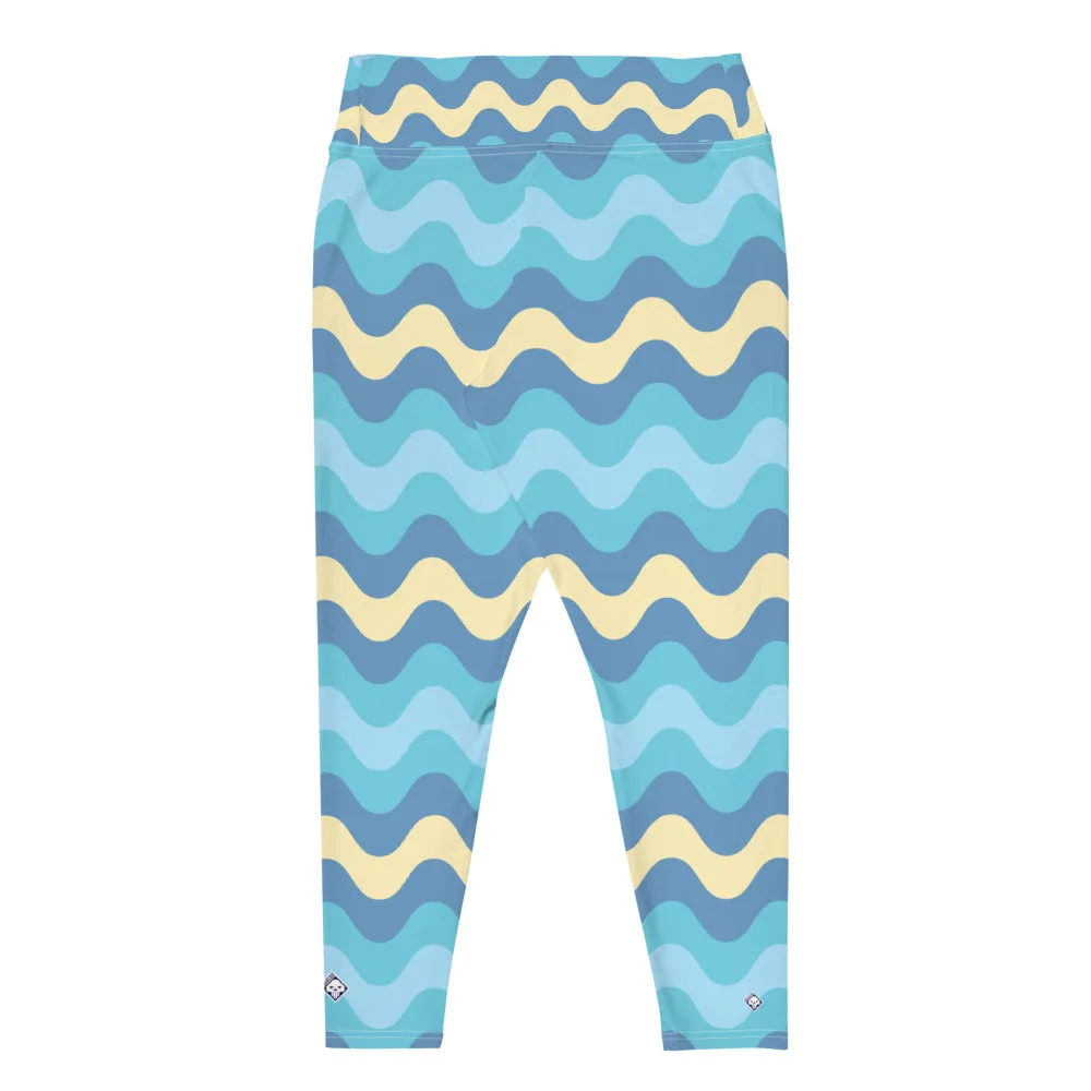 Women's High Waist Plus Size Ripple Jersey Shore Leggings Tights