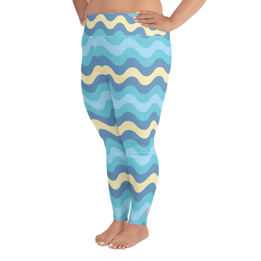Women's High Waist Plus Size Ripple Jersey Shore Leggings Tights